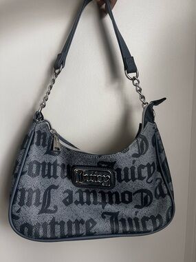 Juicy Couture Logo Hobo Shoulder Bag Navy Blue